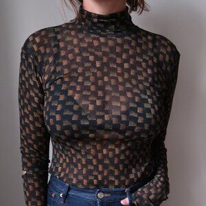 Nanushka + NET SUSTAIN Larson printed recycled mesh turtleneck top